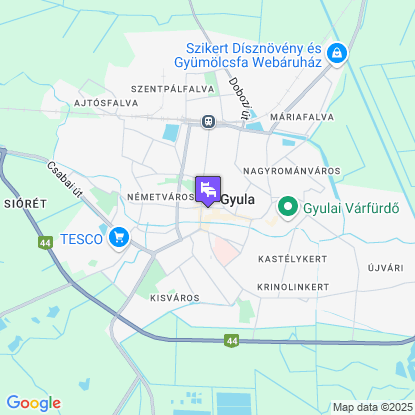 Corvin Hotel a térképen